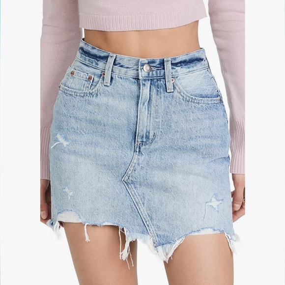 Asymmetry Damage Cut-Off Skirt